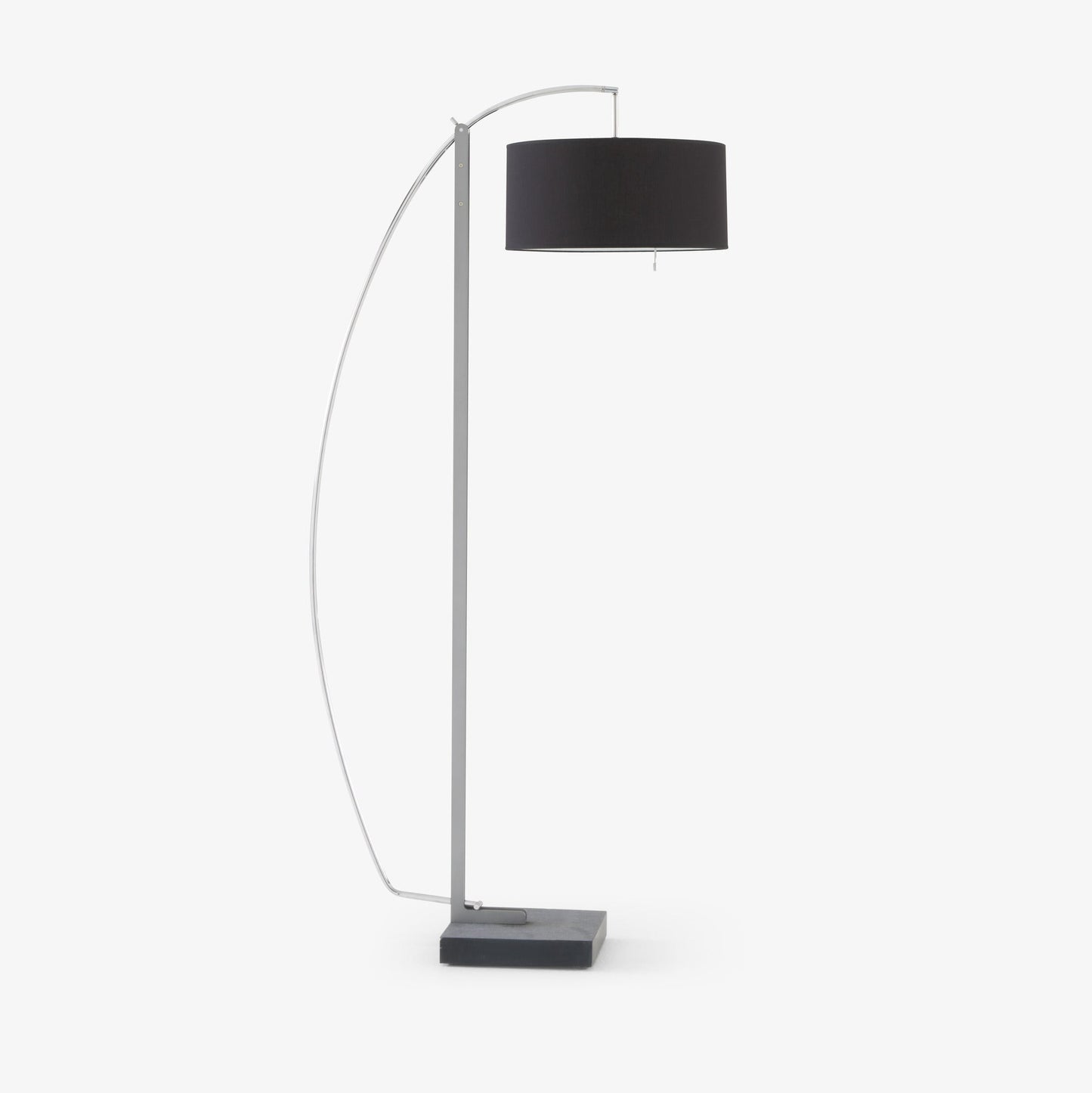 MAMA - Arc lamp in steel with cotton shade.