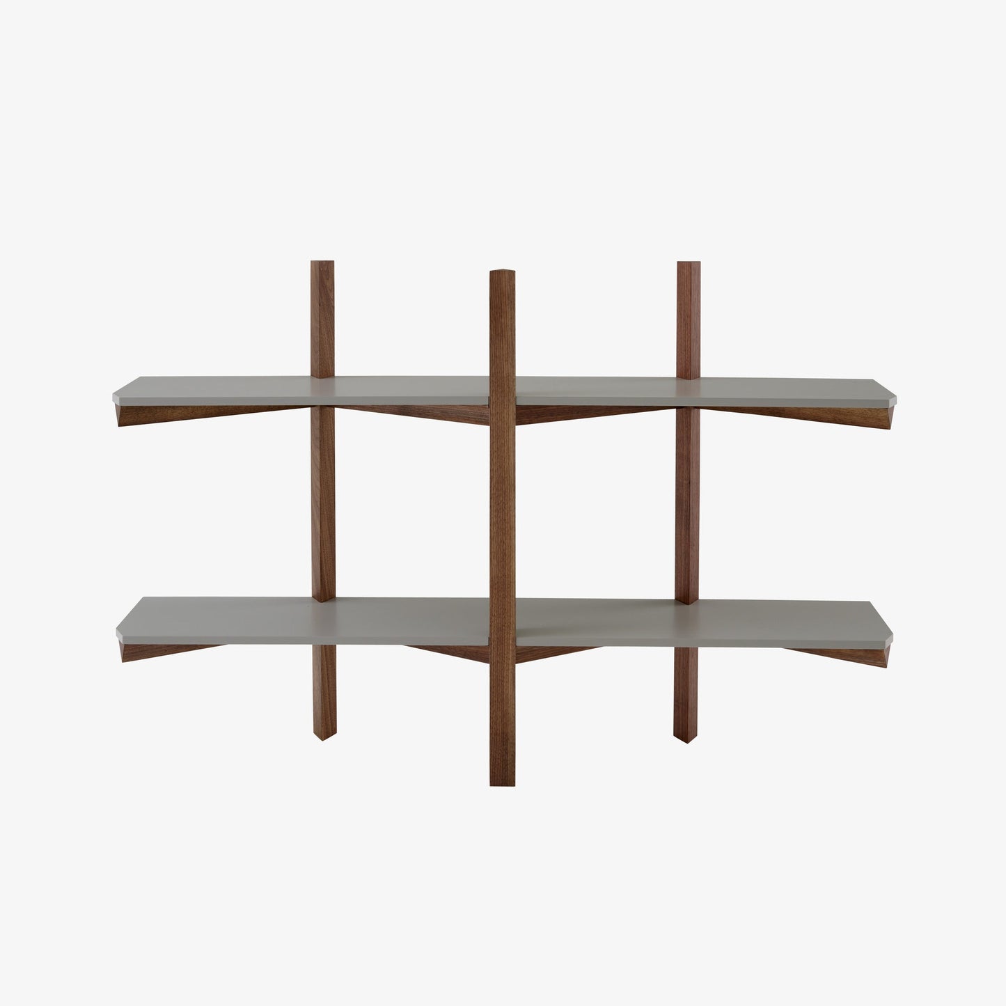 BIPLAN - Wall-mounted floating wooden bookcase.