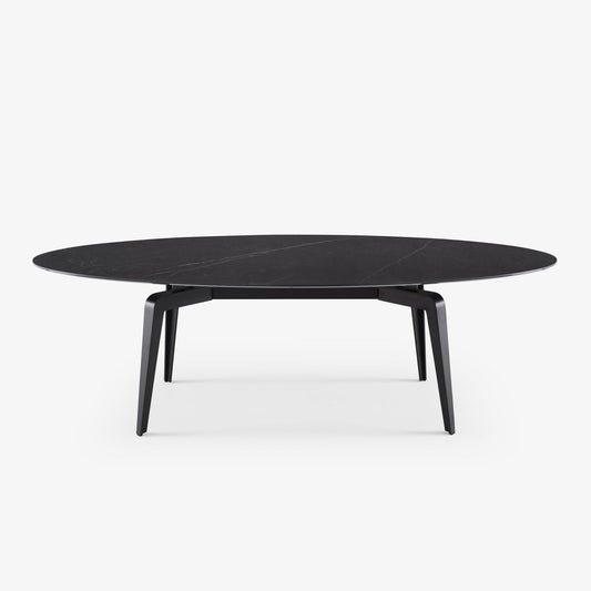 ODESSA - Oval dining table with porcelain stoneware top marble effect.