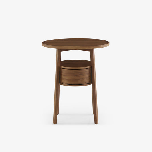 EPISODE - Round solid wood bedside table with drawers.