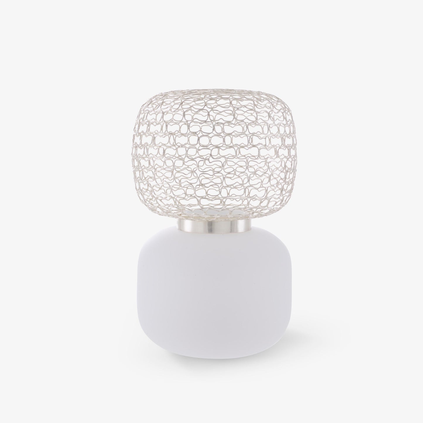 JALI - Vase with base in opaline glass and brass wire.