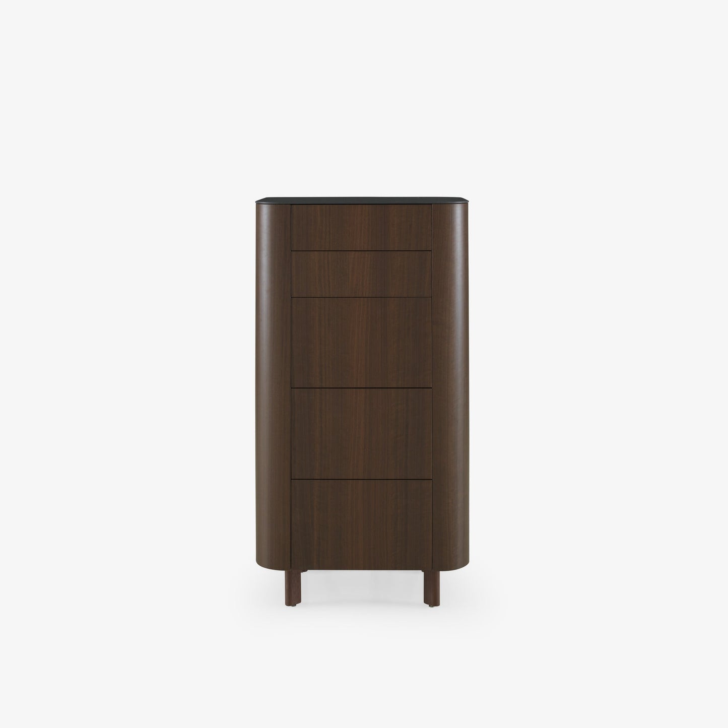 PARABOLE - Chest of drawers in walnut with marble effect stoneware top.