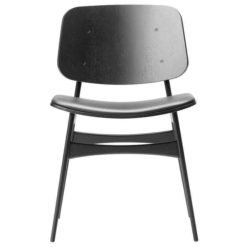 Søborg chair 3051 by Fredericia #wood base, black oak - black leather #