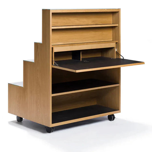 RAMPA - bookcase with casters with secretary desk