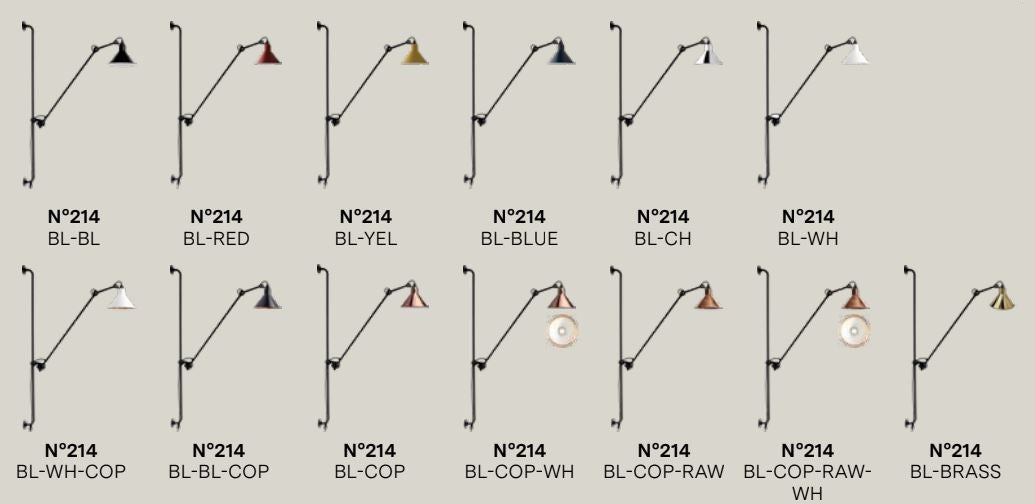 LAMPE GRAS N°214 - Wall lamp with swing arm