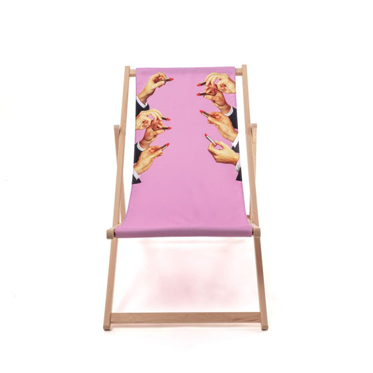 beech wood Deck Chair Lipstick by Seletti #Pink