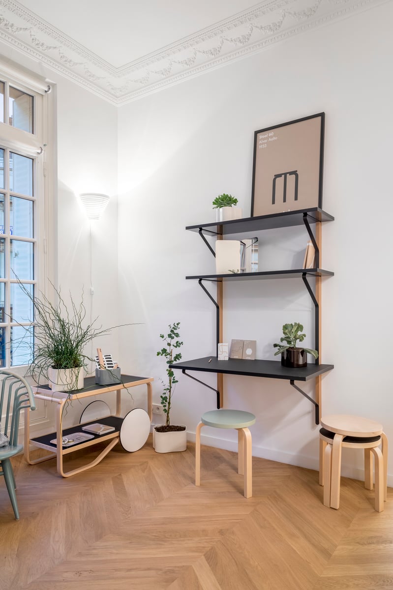 Aalto tea trolley 901, black - birch