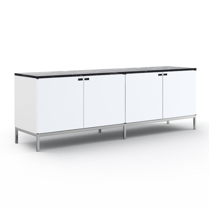 Florence Knoll Credenza 4 Position - Wood Sideboard with Door (Shelf - Glass Shelf).