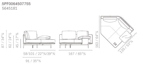 GET BACK - Sectional leather and fabric sofa - composition 1.