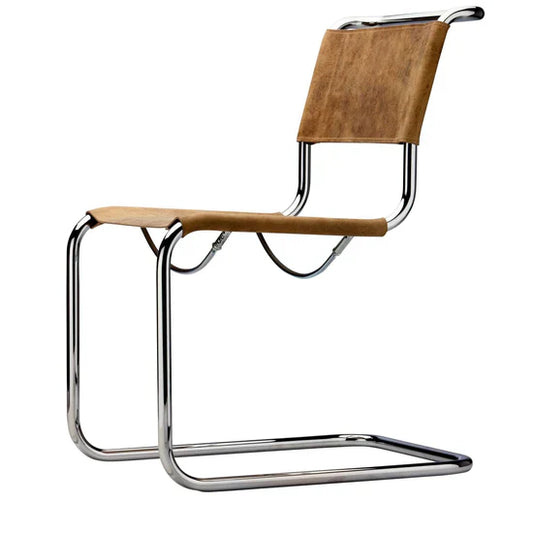 S 33 - Cantilever tanned leather chair.