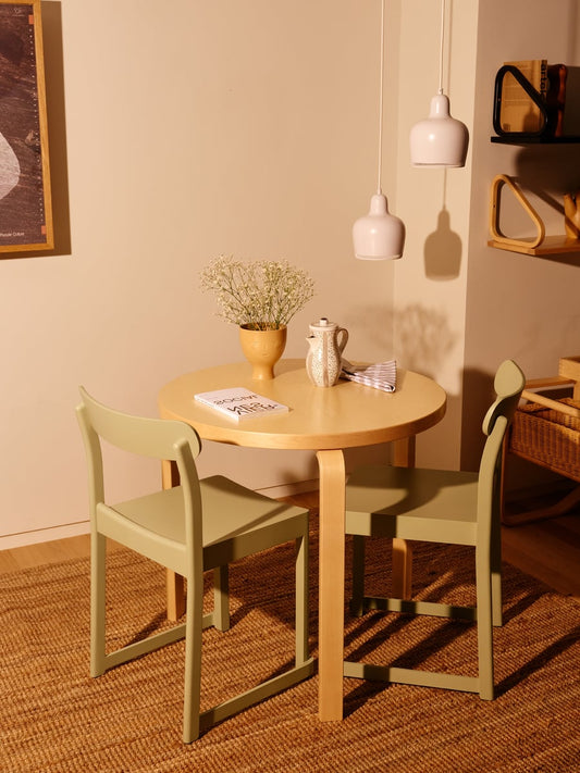 Aalto table 90B, birch - black linoleum