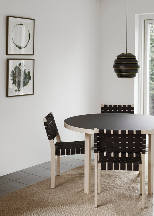Aalto table 91, birch - black linoleum