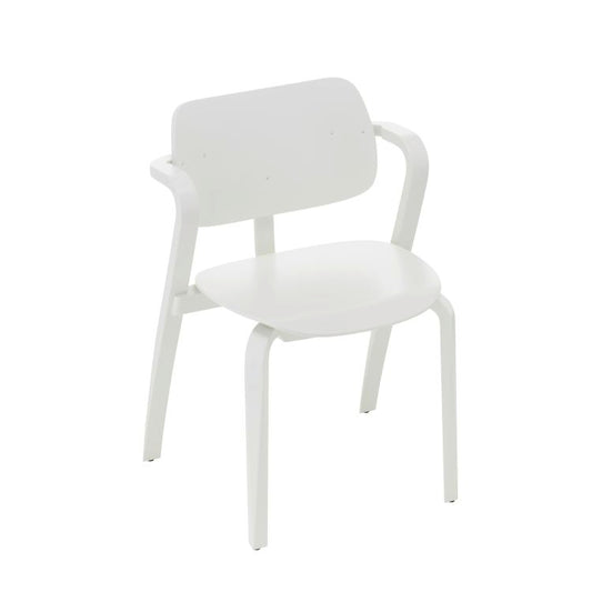 ASLAK - Stackable beech chair with armrests.