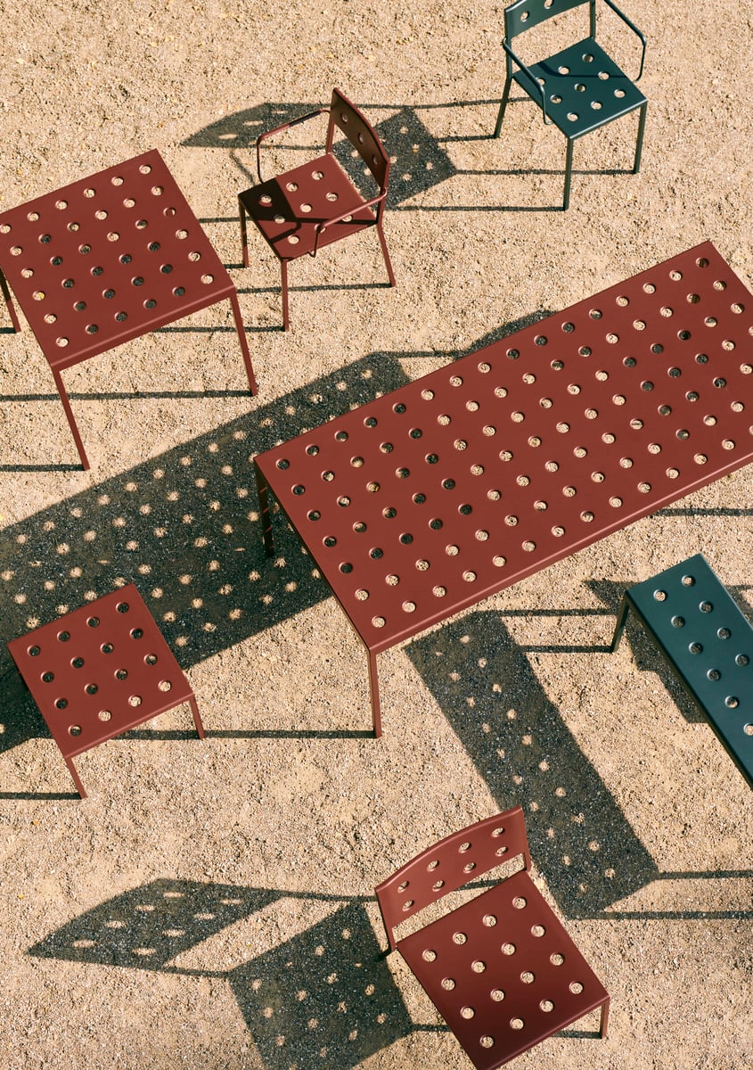 Balcony low table, 50 x 51,5 cm, iron red