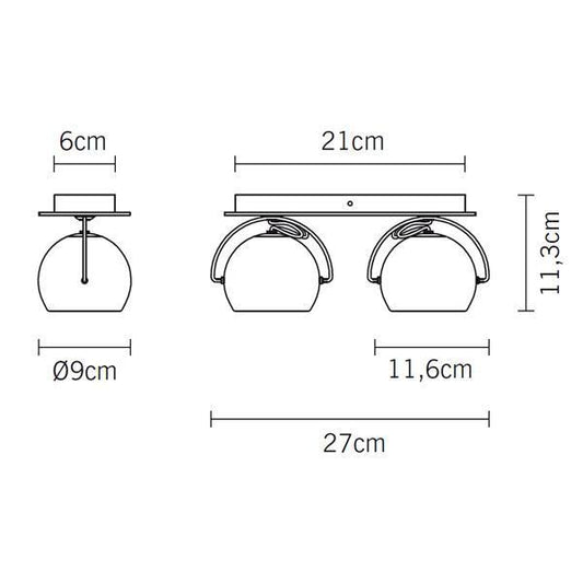 Fabbian Beluga Wall & Ceiling Light Double Clear