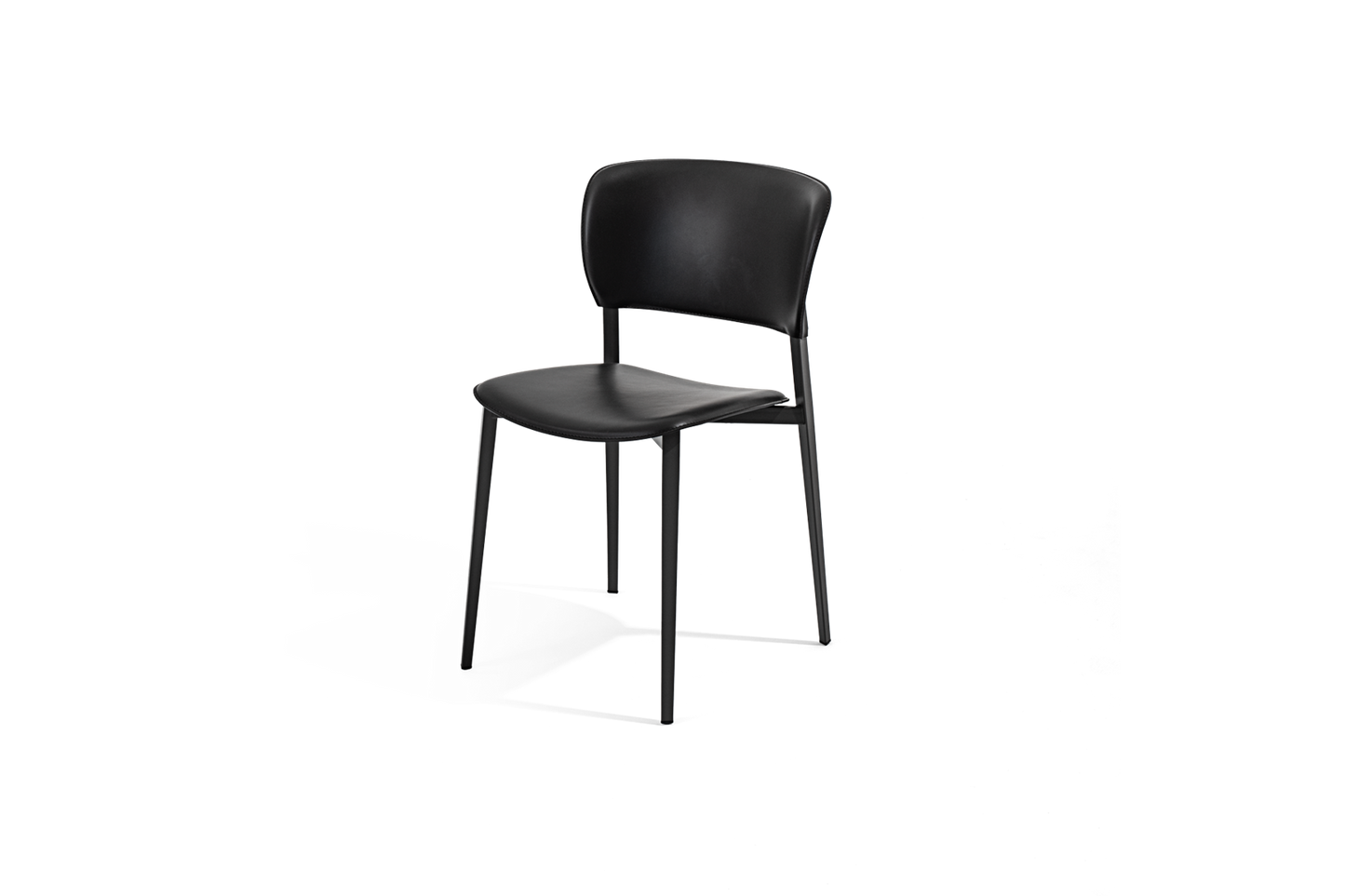 PLY - Upholstered open back tanned leather chair.