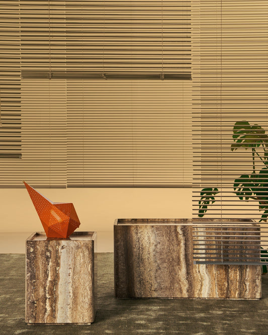 Pietra side table, 30 x 80 x 40 cm, sepia travertine