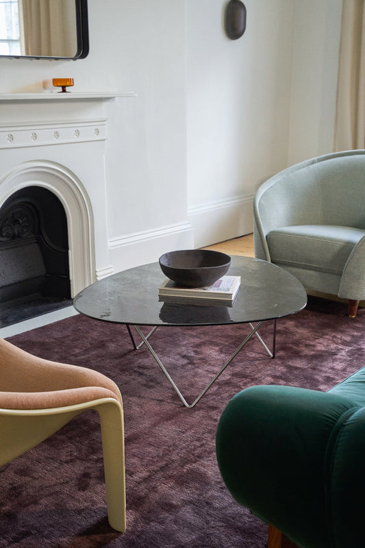 Pedrera coffee table, chrome - smoke structured glass