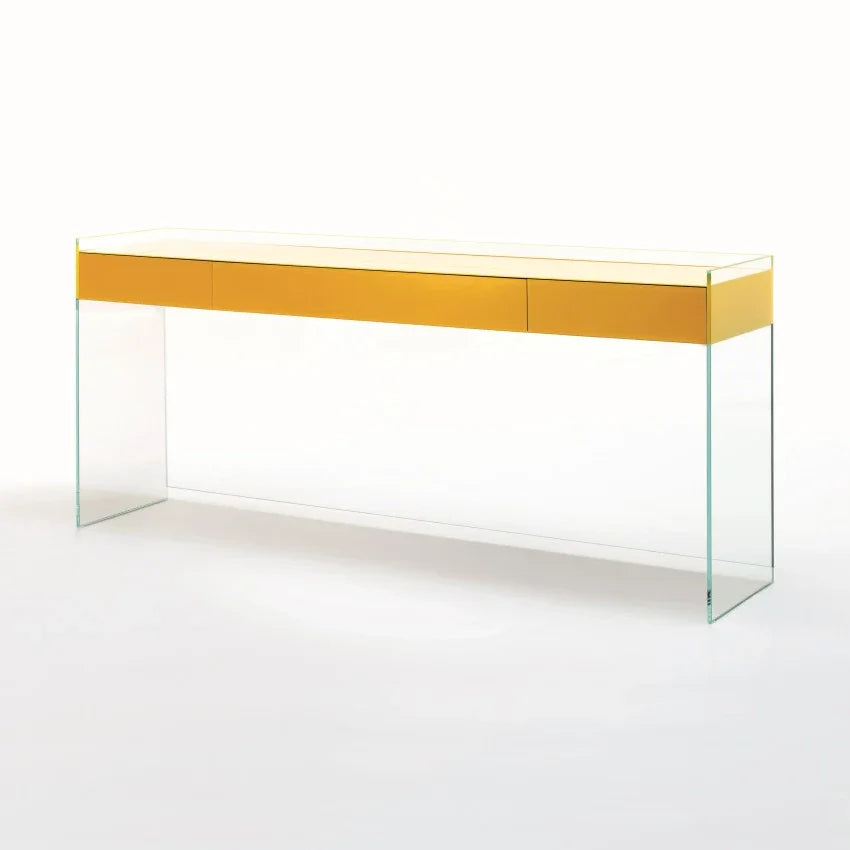 FLOAT - Rectangular crystal console table with 3 drawers.