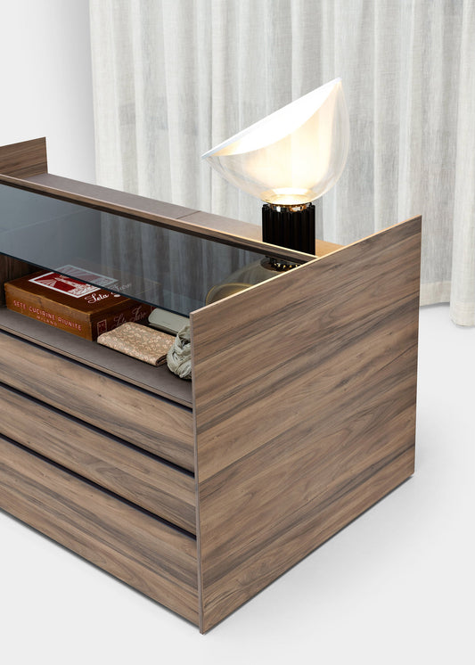 NOVEL ISLAND - Wooden chest of drawers with integrated handles.