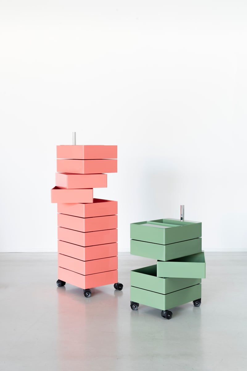 360° drawer unit, 5 drawers, green