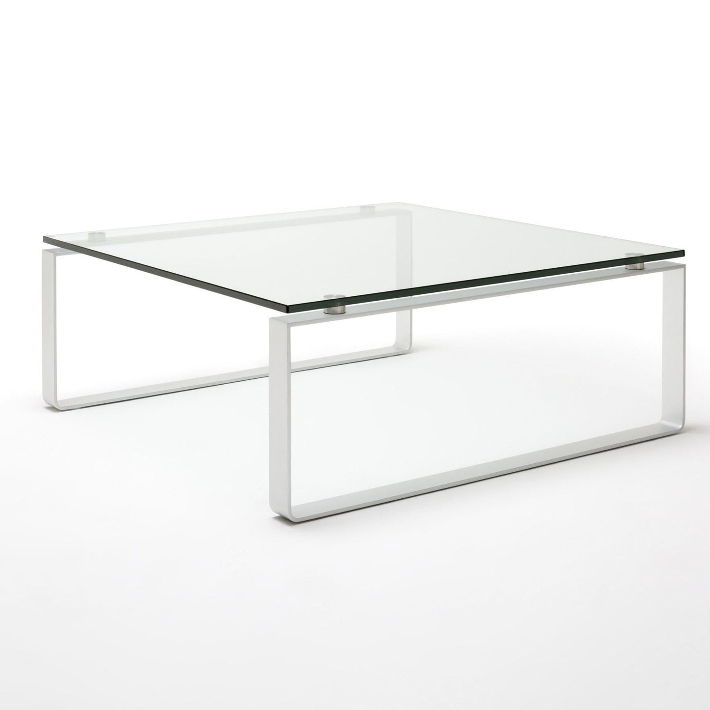 ROLF BENZ 8710 - Sled base square glass and steel coffee table.