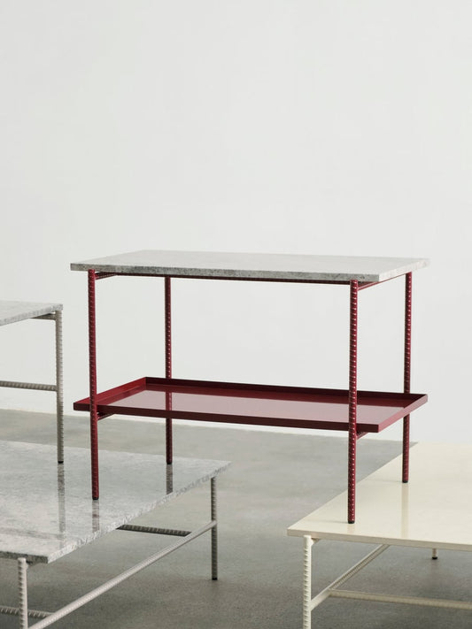 Rebar coffee table, 100 x 104 cm, alabaster - beige marble