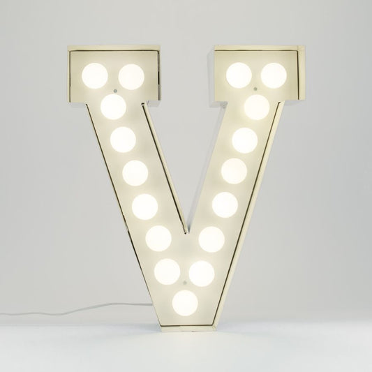 Metal Indoor Floor Lamp Vegaz Alphabet "V" by Seletti