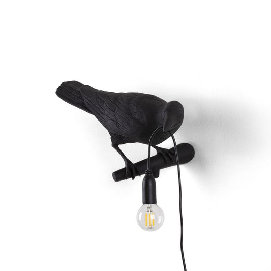 resin Indoor/Outdoor LED Wall Lamp Bird Lamp Looking Right by Seletti #Black
