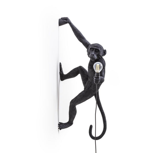 LED Resin Indoor/Outdoor Wall Lamp Monkey Lamp Hanging Right by Seletti #Black
