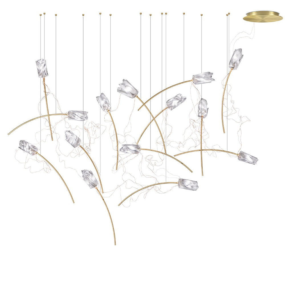 TULIP 14 Free-Standing - LED pendant lamp in brass and Lentiflex (Request Info).