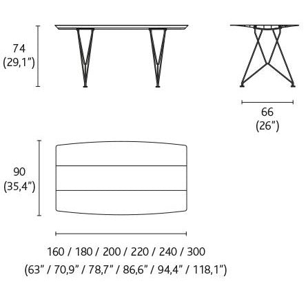 TABLE B 90 - Rectangular stainless steel table