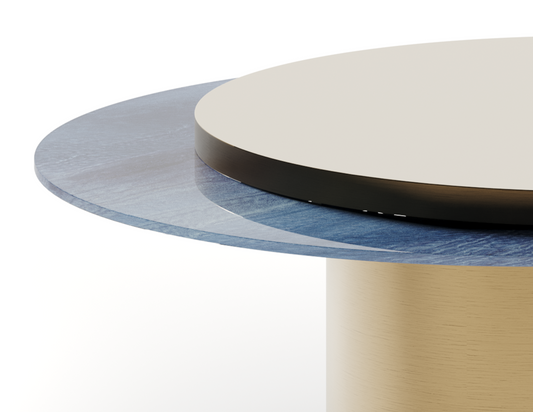 TAU 40 STEEL MOVE - Adjustable round wooden coffee tabl