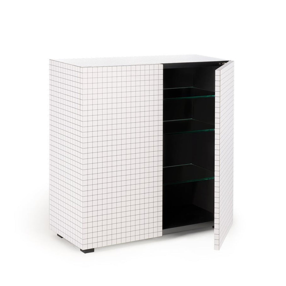 Quaderna Cupboard 757 - Wooden highboard with doors.