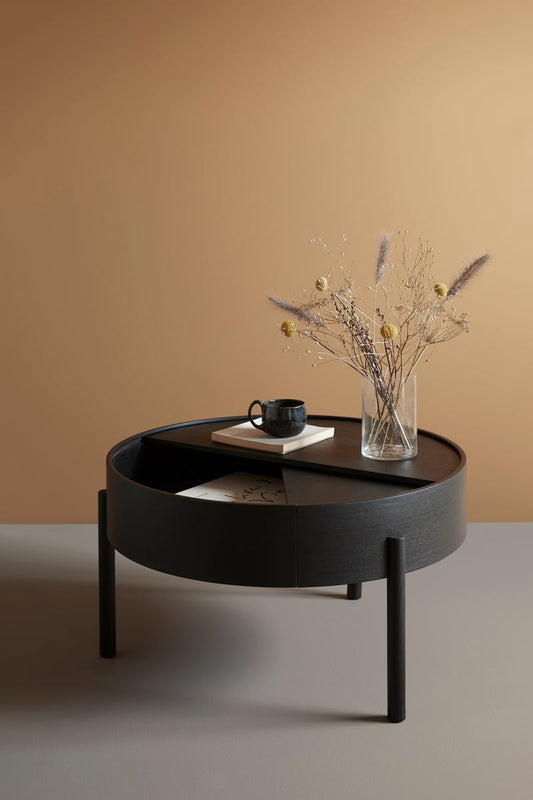 Arc coffee table 66 cm, black painted ash