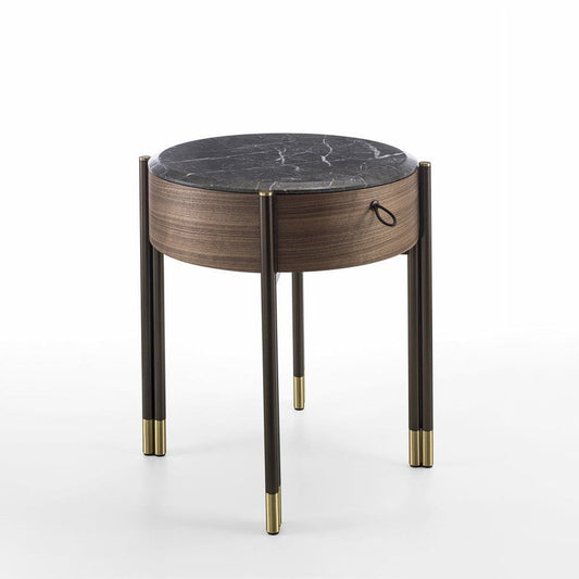 BAYUS TONDO 44 - Round walnut bedside table.