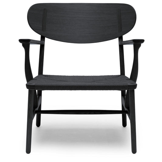 CH22 | Lounge Chair by Carl Hansen & Søn #Oak/Painted Black (CHS)/Black Paper Cord