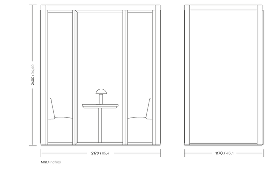 PHONE BOOTH L - Office booth with built-in lights (Request Info).