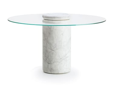 CASTORE - Round marble and glass table (Request Info).