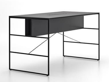 20.VENTI HIGH - Rectangular wood fibre High meeting table with cable management (Request Info).