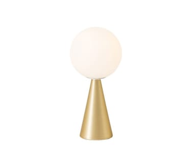 BILIA - Table lamp with metal base and glass lampshade (Request Info).