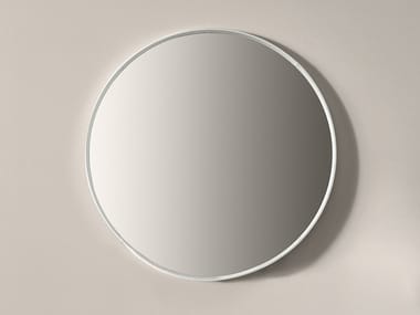 BIRK - Round wall-mounted leather mirror (Request Info).
