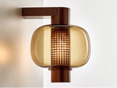 BONBORI - LED glass wall lamp with stainless steel arm (Request Info).