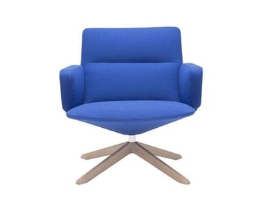 CAPRI LOUNGE BU1742 - Swivel trestle-based armchair with armrests (Request Info).