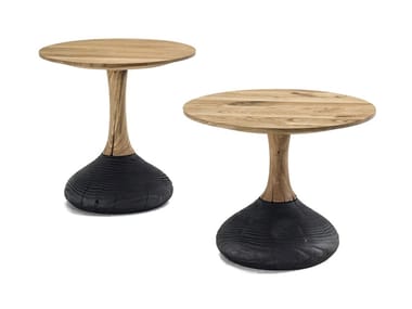 DECANT - Round high side table in oak and cedar solid wood (Request Info).