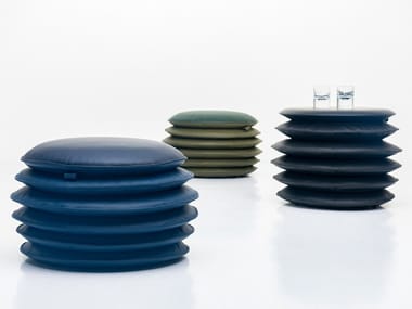 DS-5050 - Round leather pouf (Request Info).