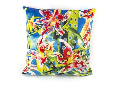 FLOWER WITH HOLES - Square fabric cushion