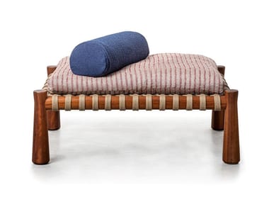 GUNA 02 - Iroko and fabric garden pouf (Request Info).