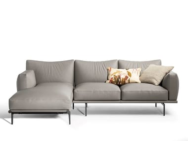 HAPPY JACK - Sectional leather sofa with chaise longue (Request Info).