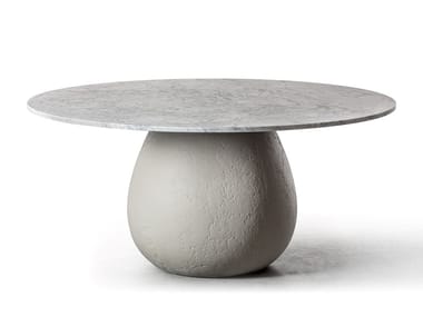 INOUT 836 - Round cement table with Carrara marble top (Request Info).